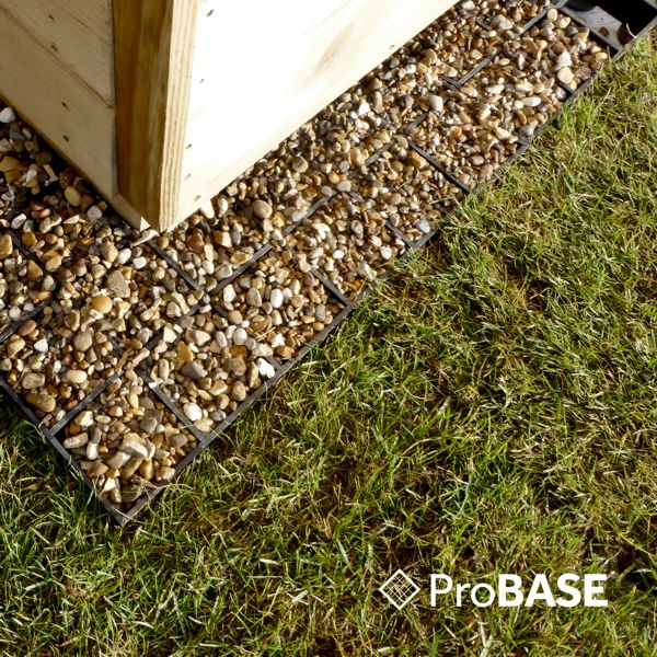 Use pea shingle on visible areas of the Ecobase only
